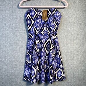 NEW Vijo Couture Francesca’s Medium Women’s Strapless Mini Dress Blue Diamond